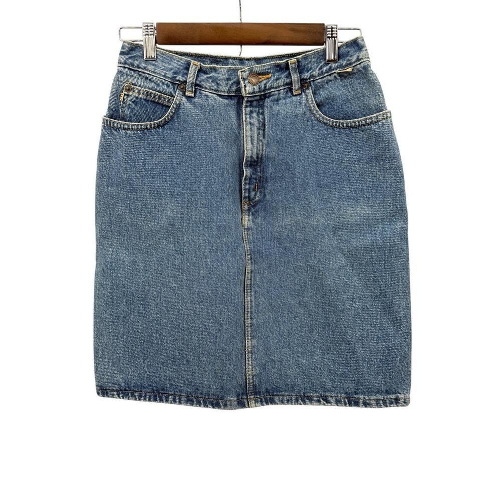 Vintage Esprit Jeans Denim Skirt Women's 9/10 Made USA Blue High Rise 90s Midi